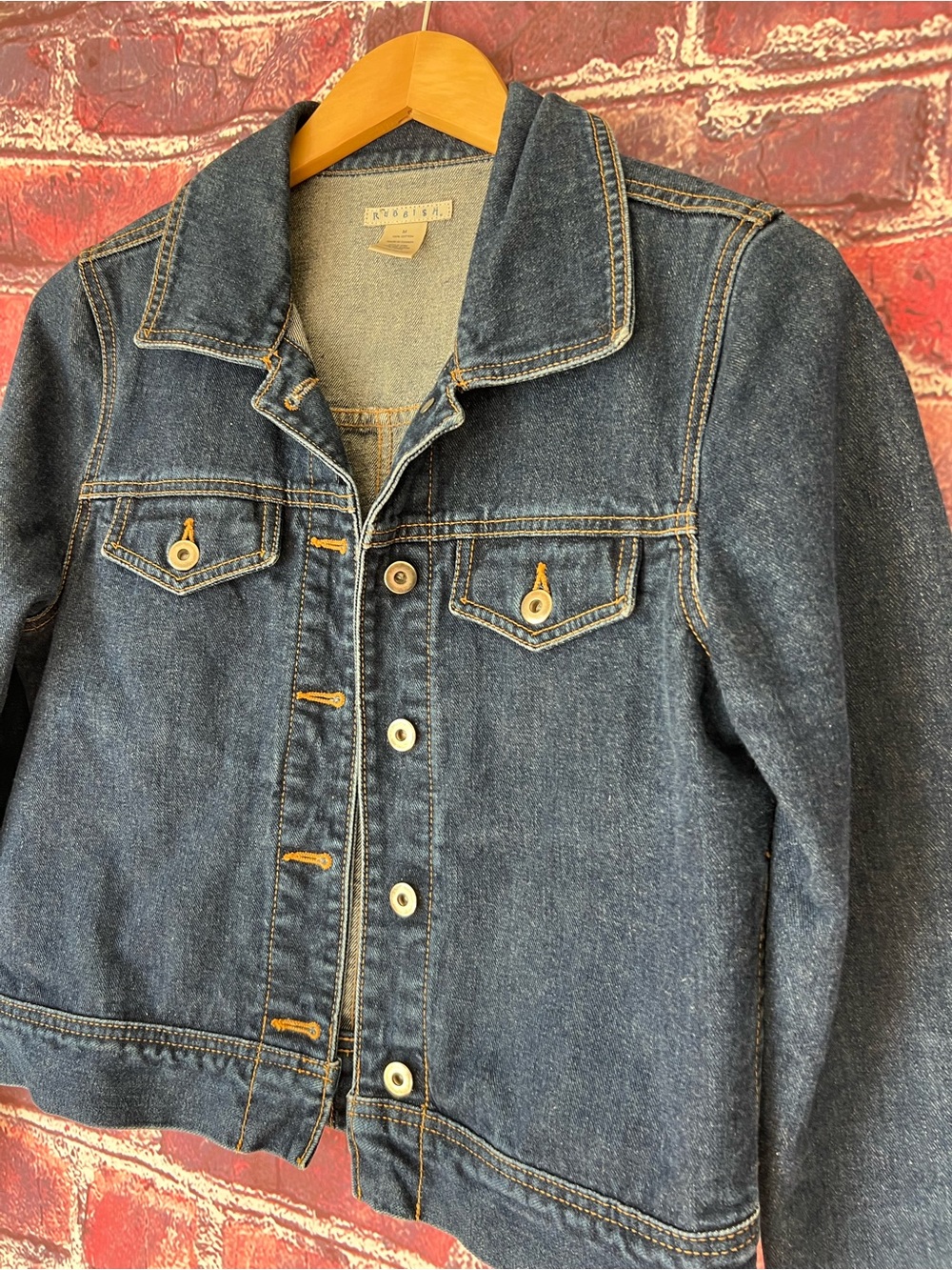 Rubbish Dark Wash Classic Button-Front Cropped Denim Trucker Jacket - Picture 2 of 6